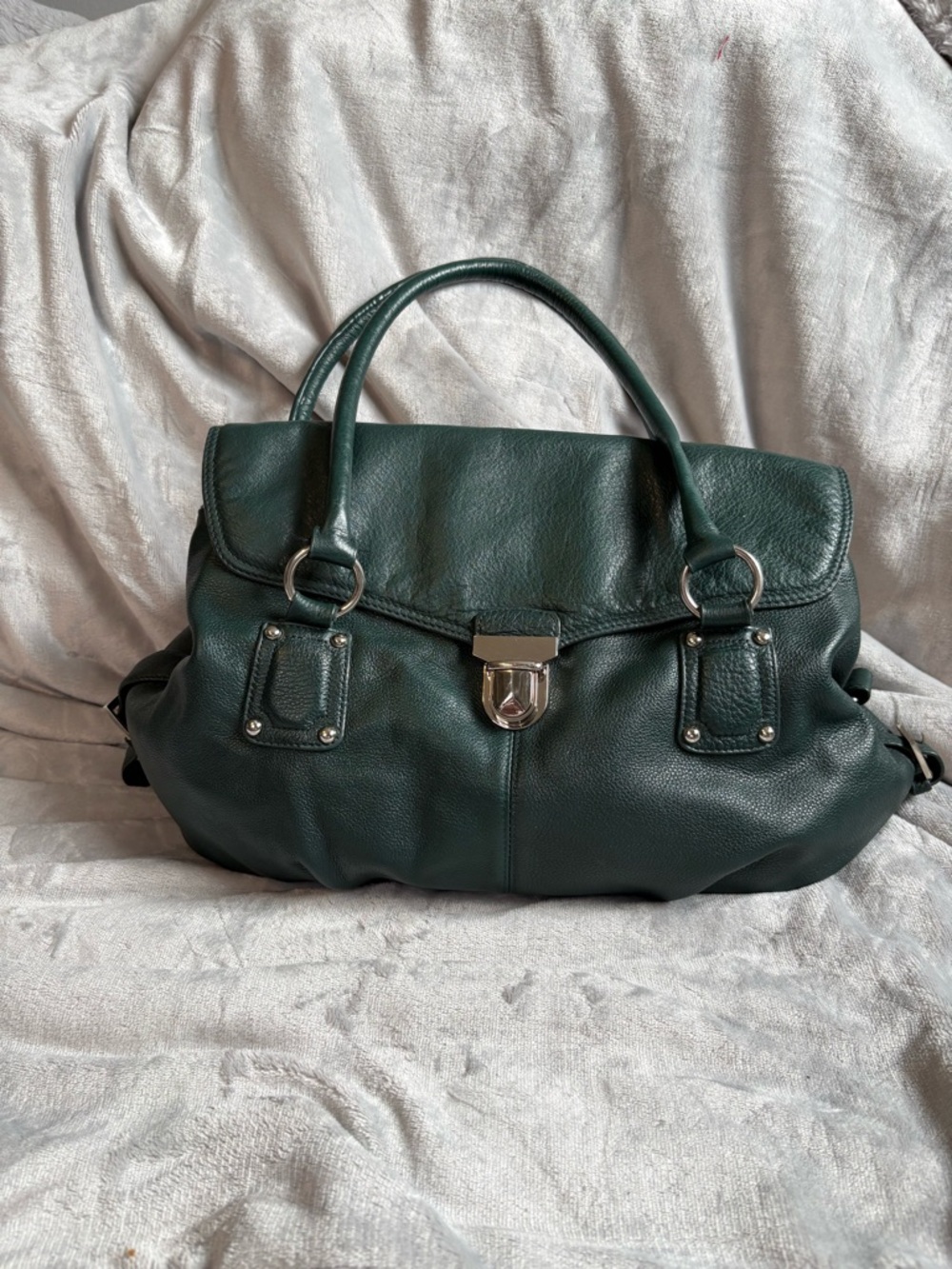 Kristy X Dark Green Leather Satchel Handbag Rare colour